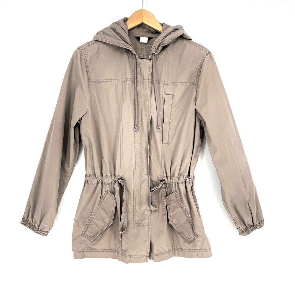 Anorak J.Crew Light Weight Utility Field Jacket Size M Lightweight Hood Taupe
